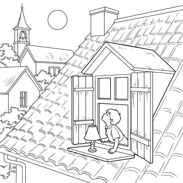 Boy by the Window under the Moonlight