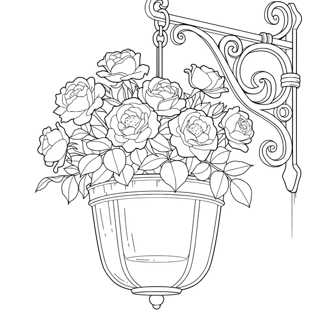 Pink Roses in a Wall - Hanging Flower Pot