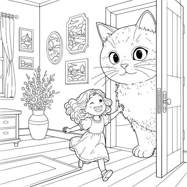 A Girl's Joyful Encounter with a Big Cat