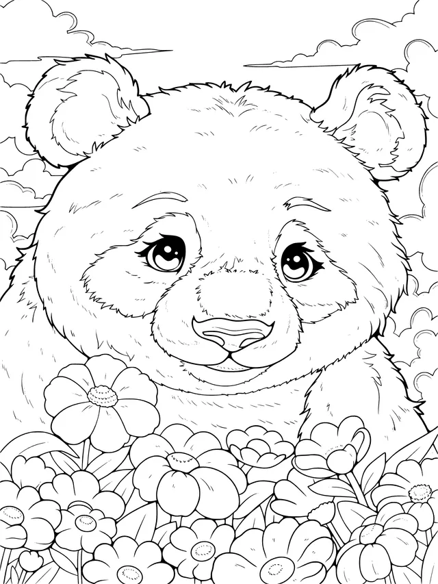 Panda in the Flower Bed