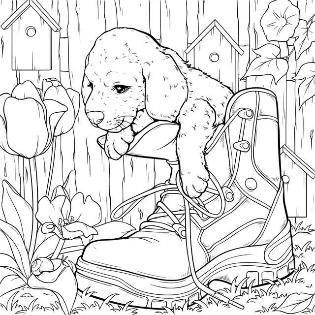 Cute Puppy and Boot