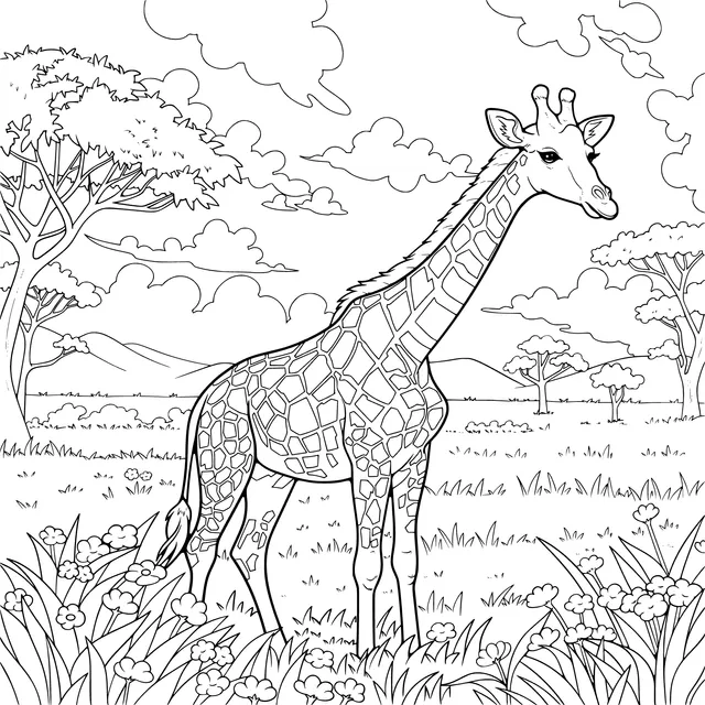 Giraffe on the Grassland