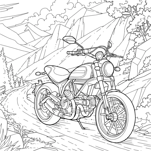 Motorcycle in the Mountains
