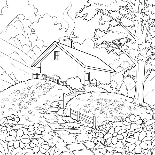 Beautiful Scenery of a Mountain Cottage