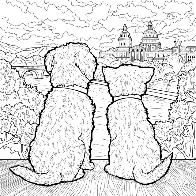 Dogs Admiring the Scenery