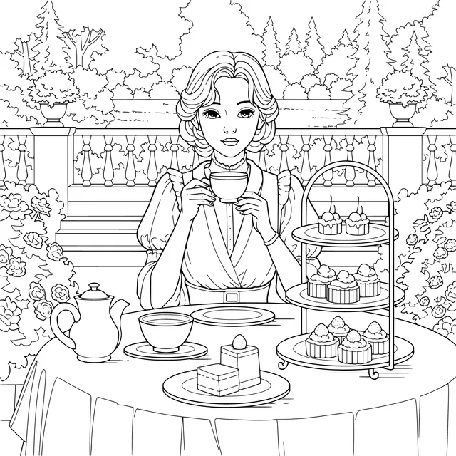 Elegant Lady's Afternoon Tea Time