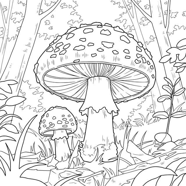 Mushrooms in the Forest