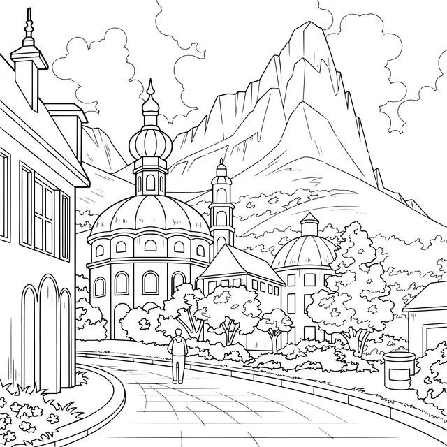 Scenery of a Mountain Town