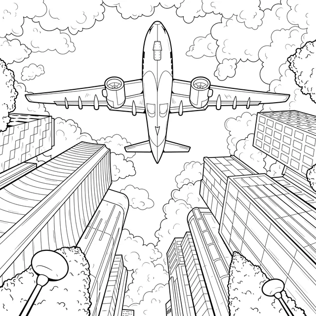 Airplane Above the City