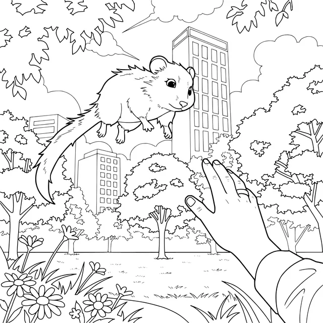 Interaction Scene between Human and Flying Squirrel