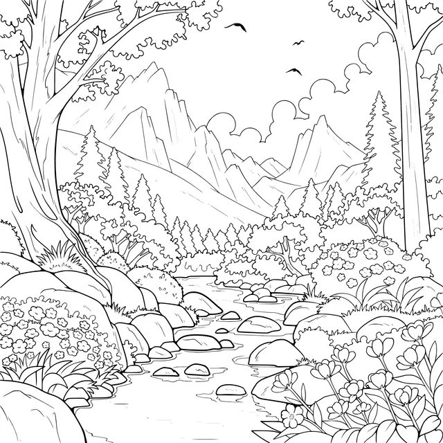 Beautiful Mountain Stream Scenery