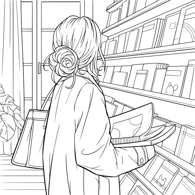 Woman Selecting Books in a Bookstore