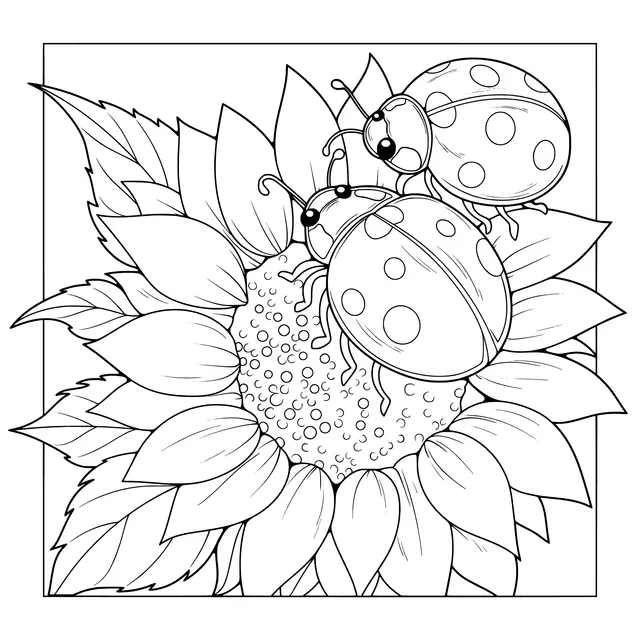 Sunflower and Ladybugs