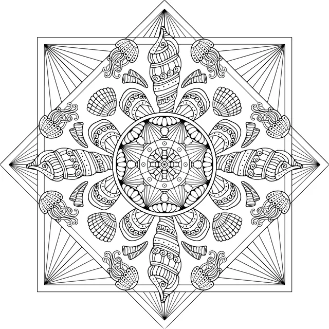 Ocean - themed Mandala Pattern