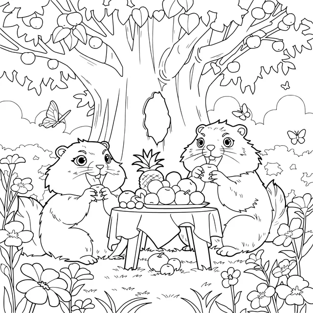 Squirrels' Fruit Picnic