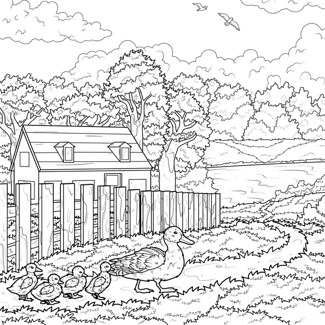 Ducks Strolling in a Pastoral Landscape