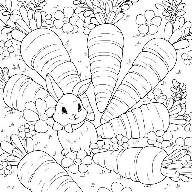 Cute Bunny and Carrots