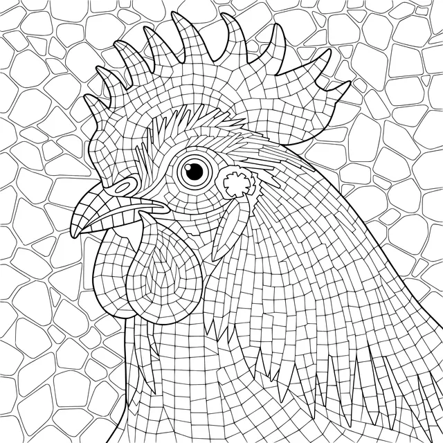 Mosaic - style Rooster