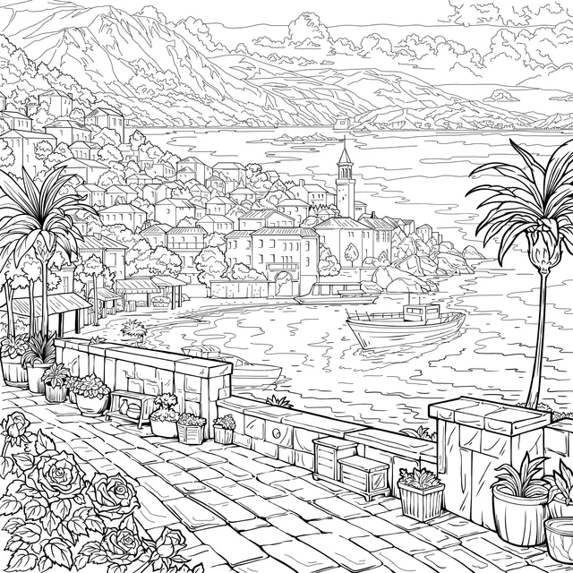 Seaside Town Scenery