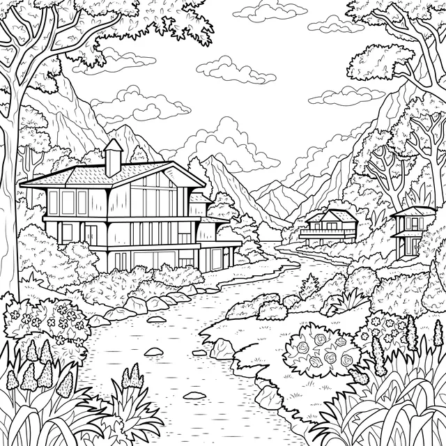 Beautiful Mountain - side Residences by the River