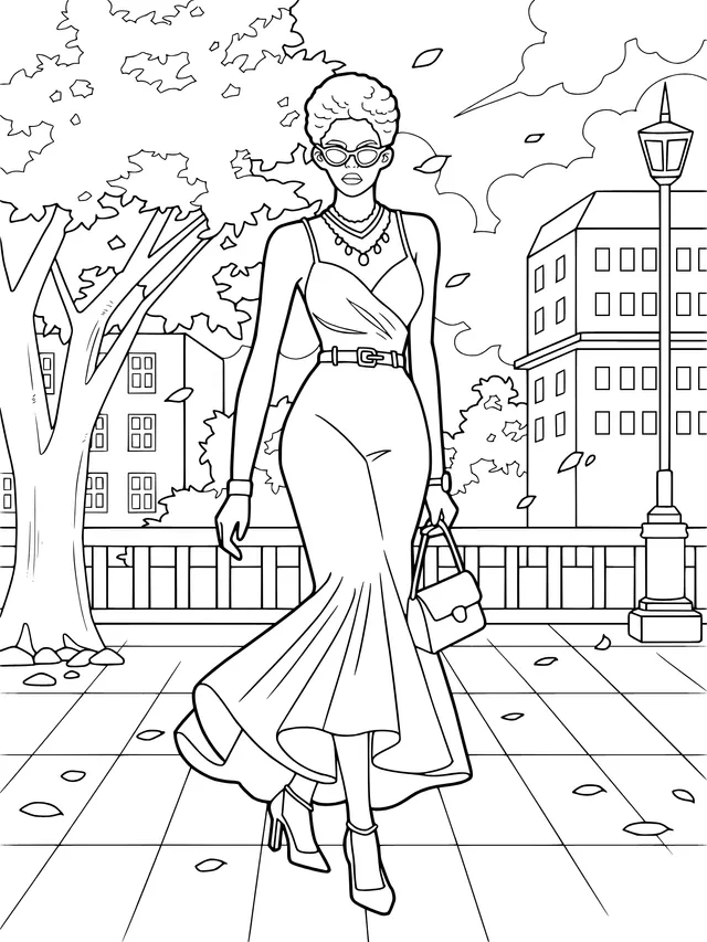 Fashionable Woman Strolling in the City