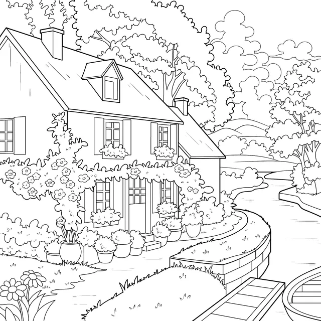 Scenery of a Riverside Cottage