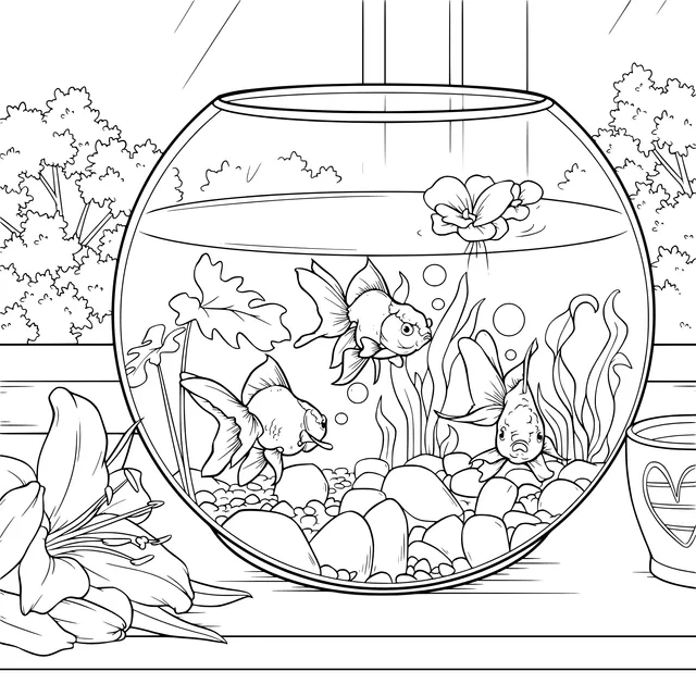 Cute Goldfish in Fishbowl Scene