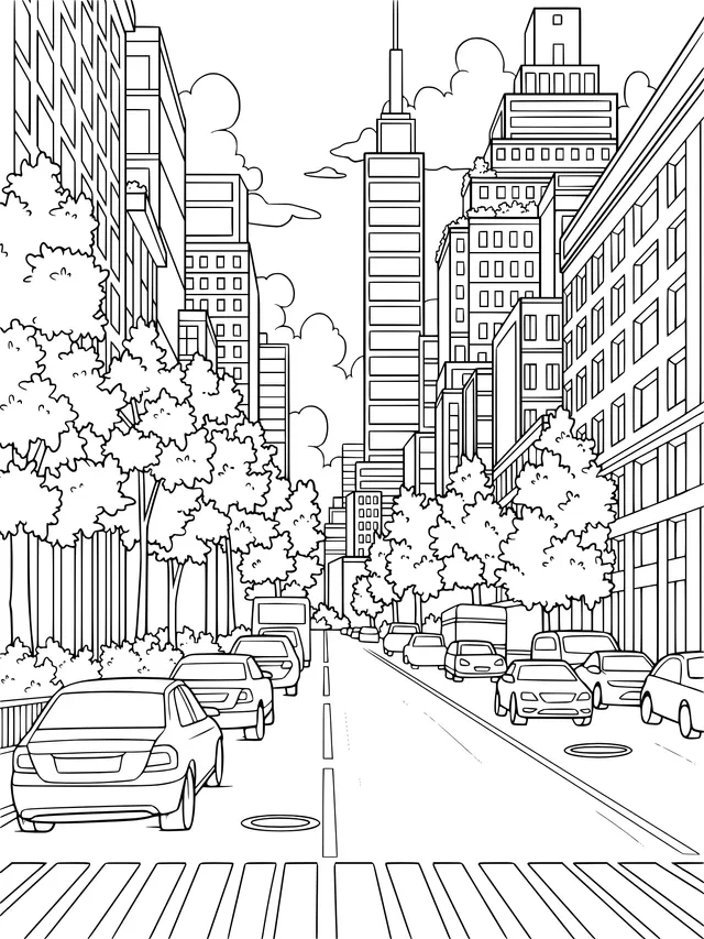 Busy City Street Scene