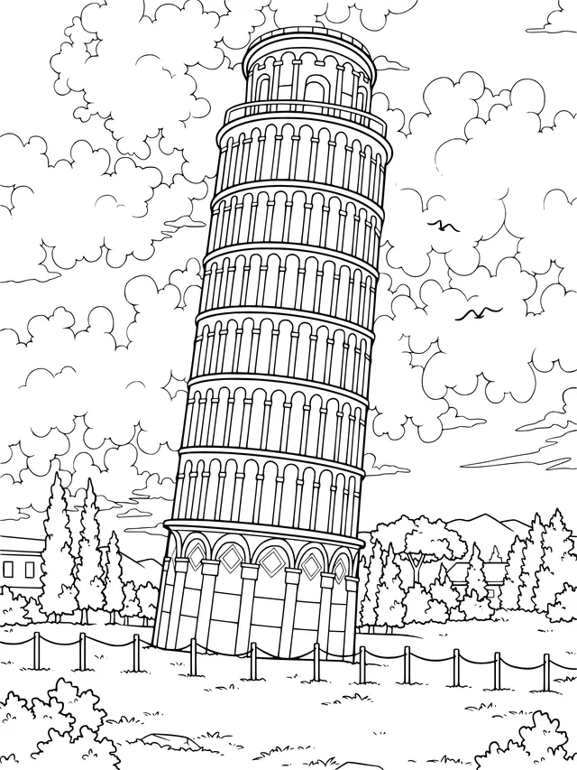 Cartoon - styled Leaning Tower of Pisa