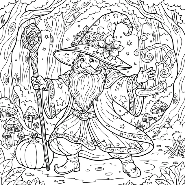 Magic Wizard in the Forest