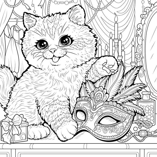 Cute Kitten and Mask