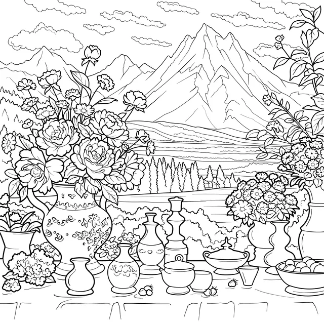 Flowers and Mountain Scenery