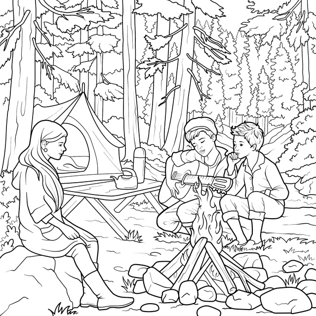 Forest Camping Scene