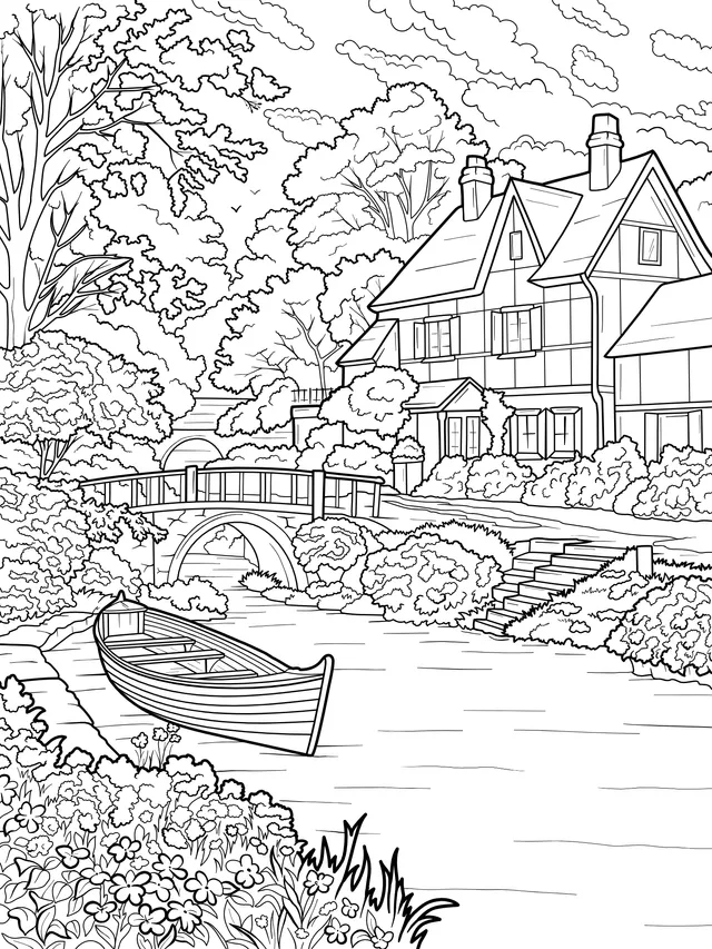 Beautiful Scenery of a Riverside Cottage