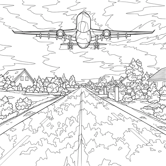 Airplane Landing Scene