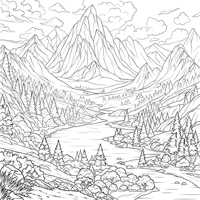 Beautiful Scenery by Mountain River