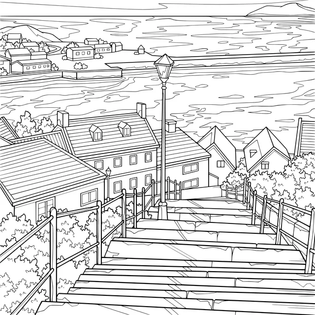 Scenic Seaside Town at Dusk