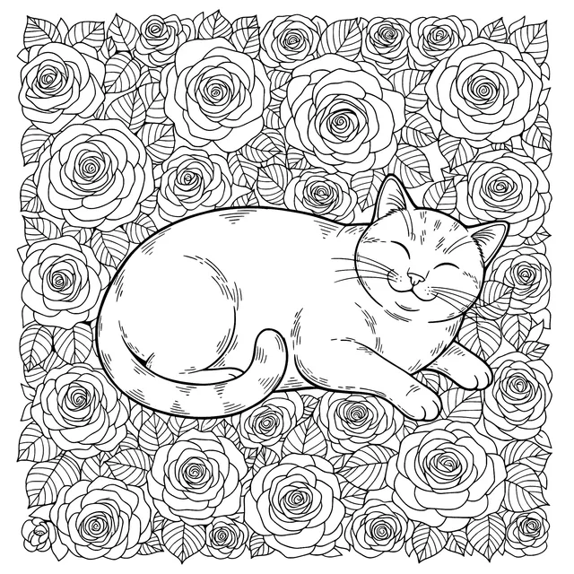 玫瑰与猫咪