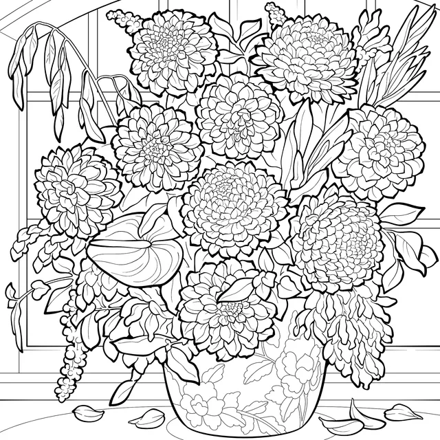 Colorful Bouquet in Front of the Window