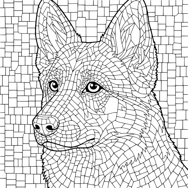 Mosaic - style German Shepherd