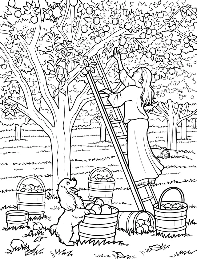 Apple - Picking Scene in Orchard