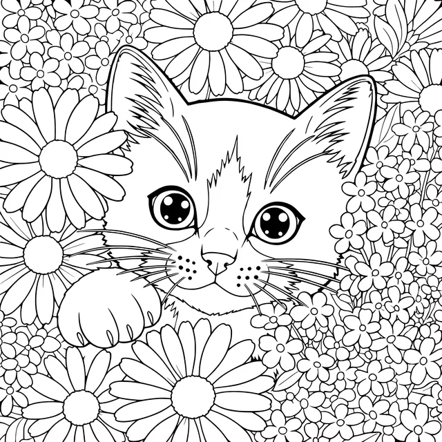 Cat in the Flower Bed