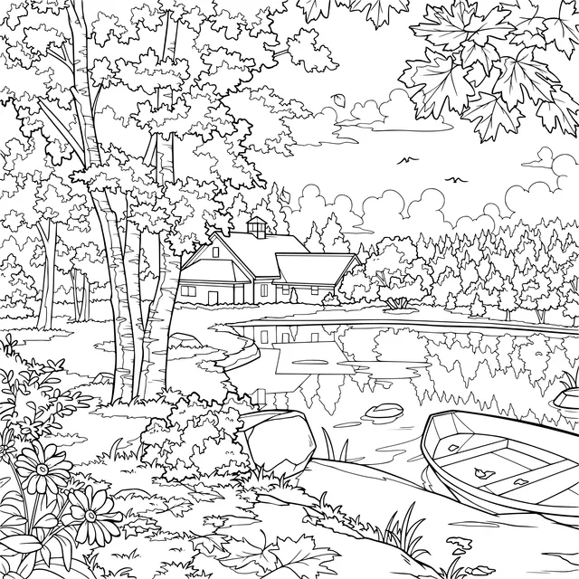 Autumn Lakeside Scenery