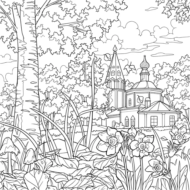 Beautiful Autumn Manor Scene