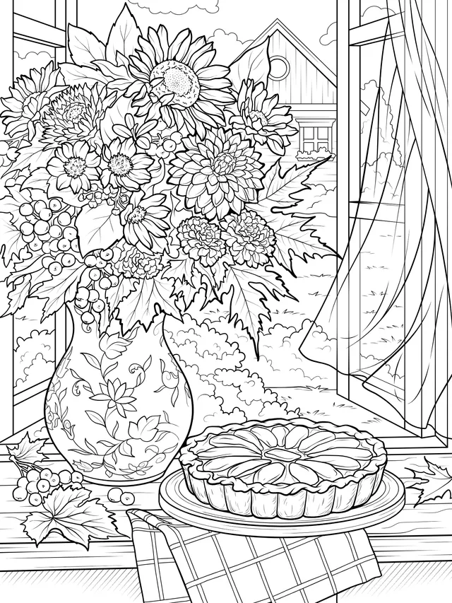 Flowers and Dessert by the Window