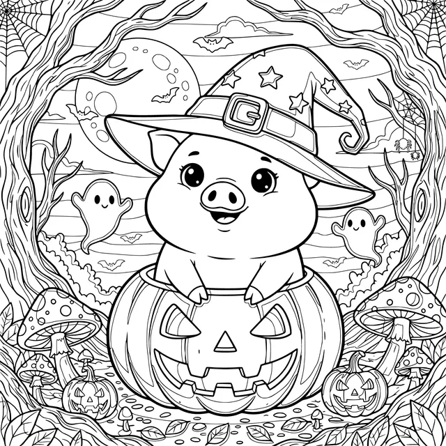 Halloween Pig Illustration
