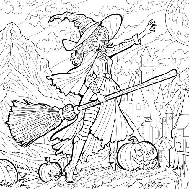 Witch in a Magical Scene