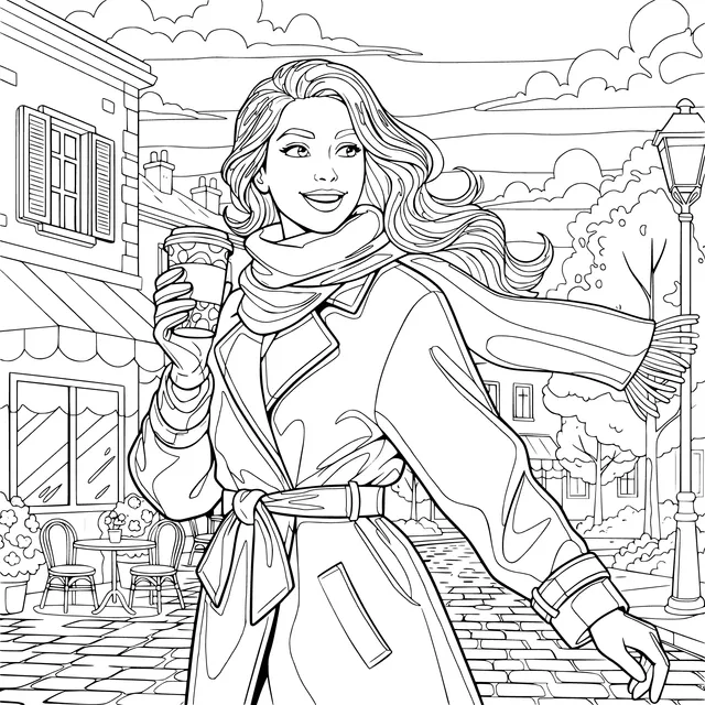 Fashionable Lady on an Autumn Street