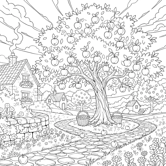 Scenic Apple Tree in Countryside