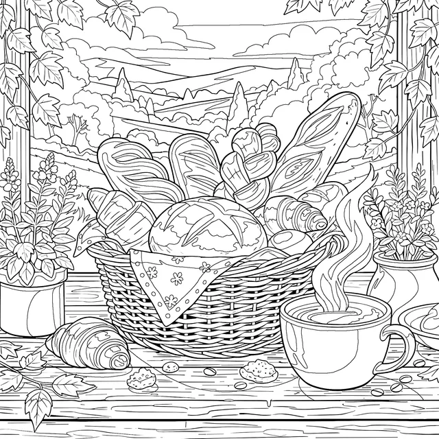 Autumn Beauty of Bread and Coffee